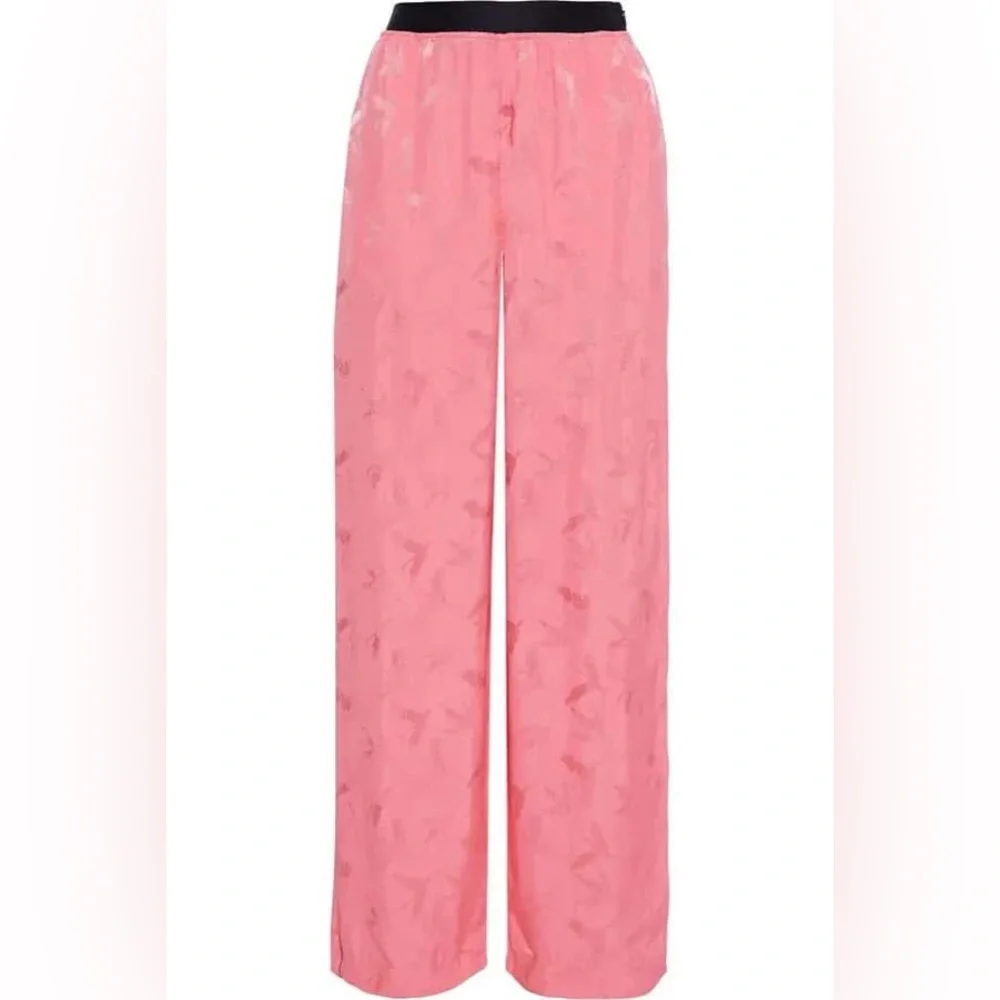 MAJE Pink Bubblegum Pala Satin-Jacquard Wide-Leg Pants. Size 36 - Picture 11 of 16